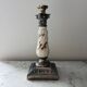 Silver-plated metal and porcelain candlestick