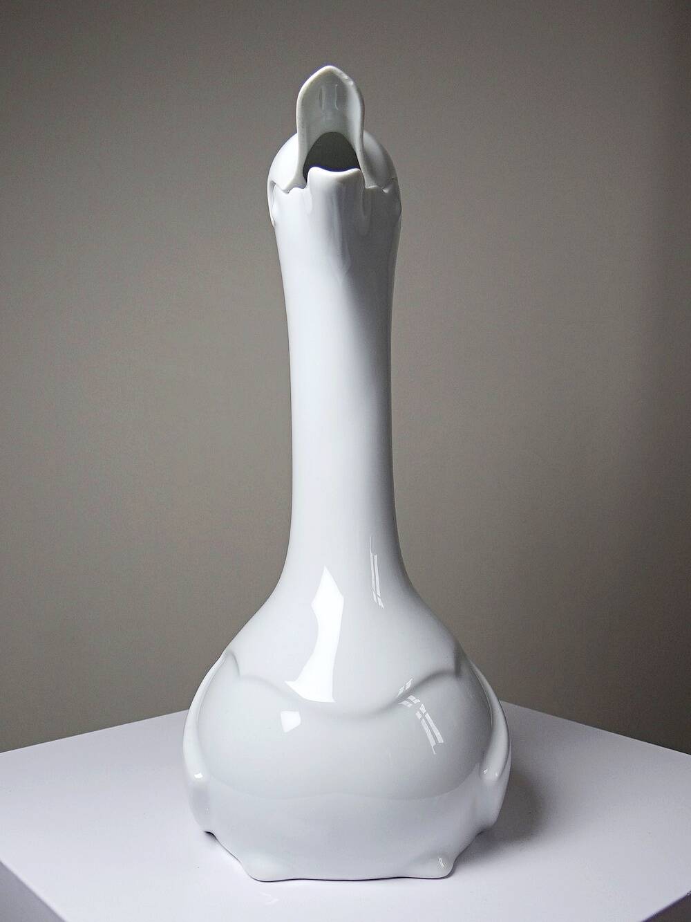 Vintage porcelain carafe from Limoges, white, model after Sandoz.
