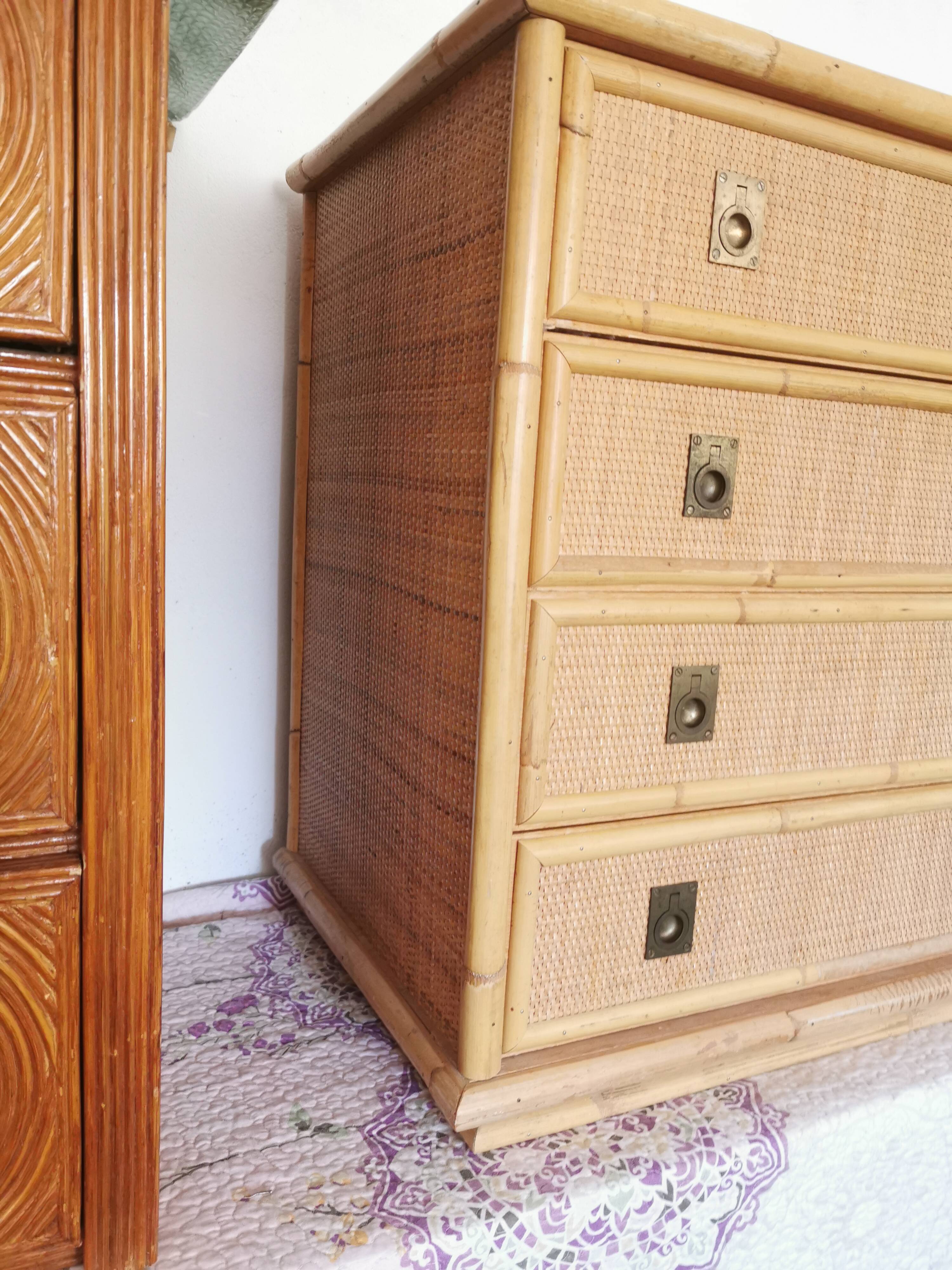 Dal Vera rattan and bamboo commodus circa 1960