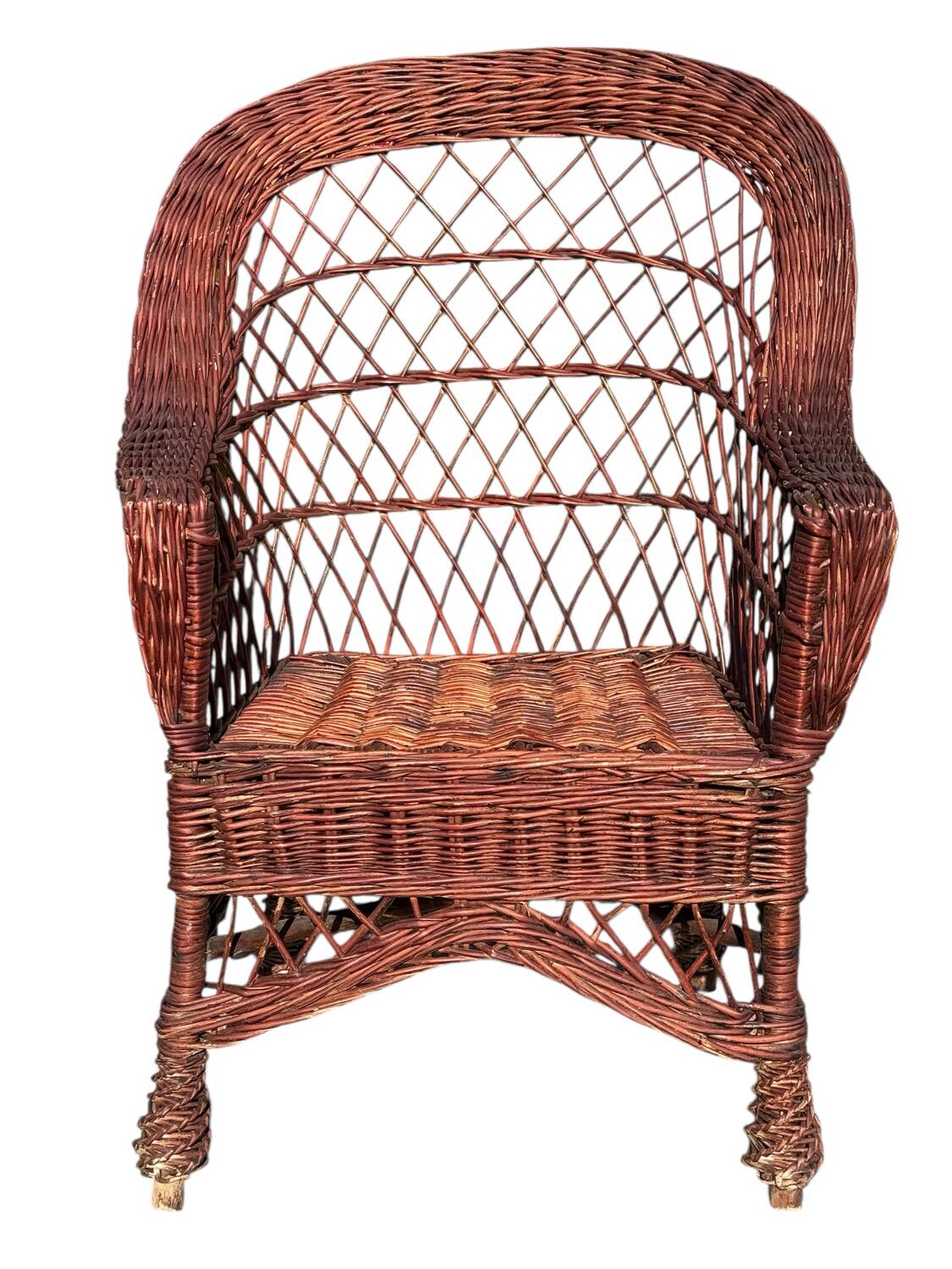 Rattan and Wicker Armchair, France, 1980s