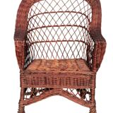Rattan and Wicker Armchair, France, 1980s