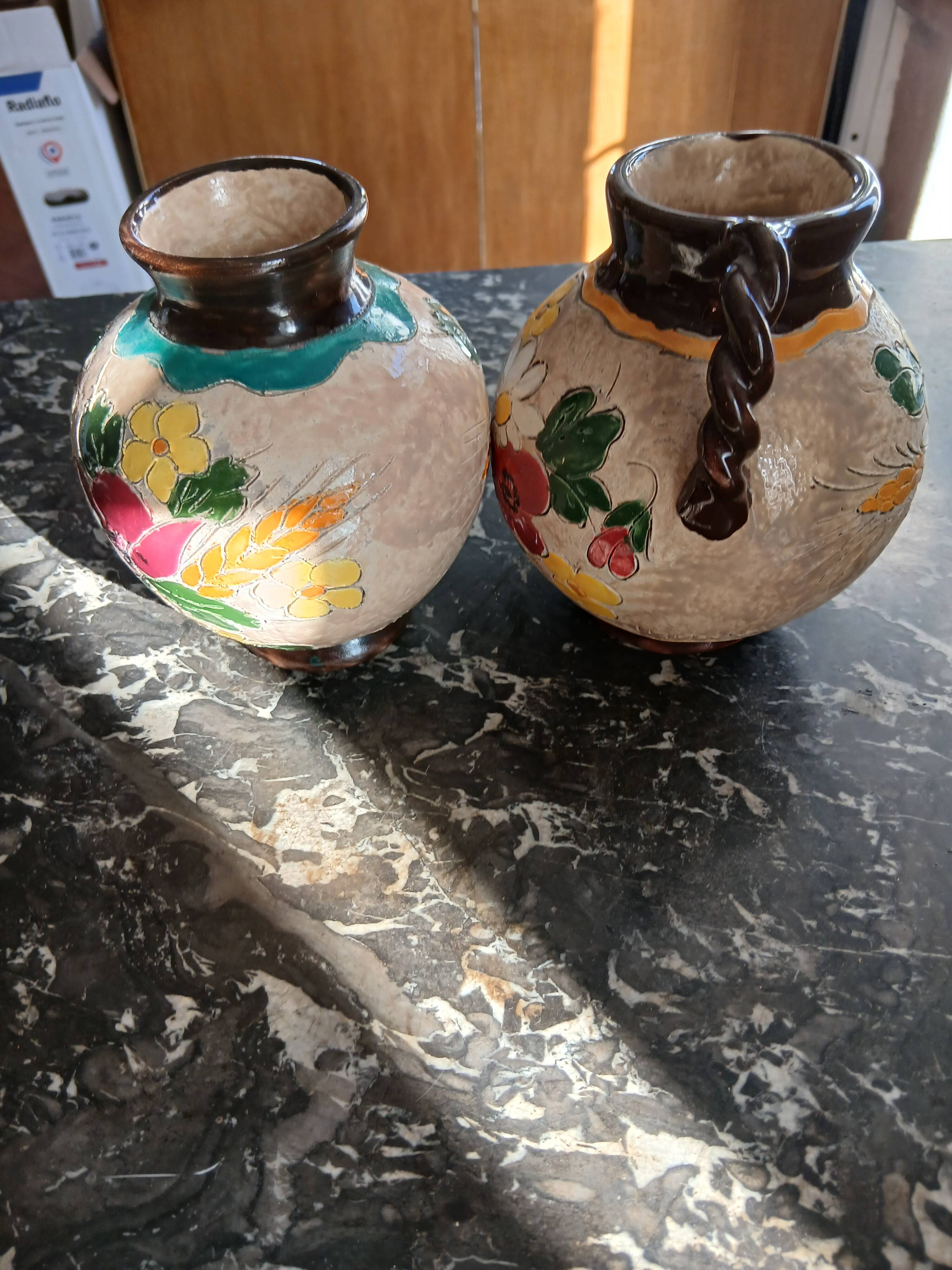 Vase Vallauris Massier with floral patterns,