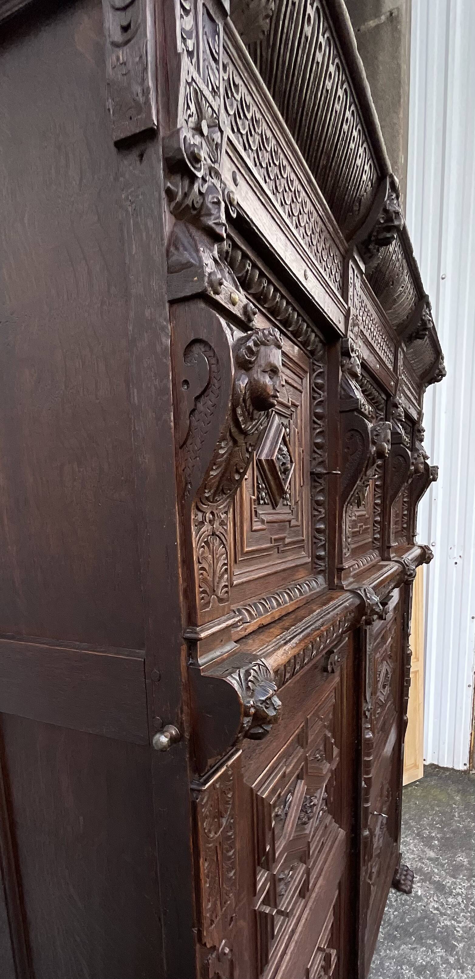 Renaissance Style Furniture in Solid Oak, Early 19th Century