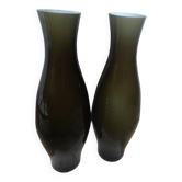 Paire  de vases en verre taupe – Etat neuf