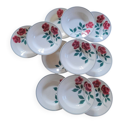 ​Suite de 11 assiettes creuses modèle Vernon 40's