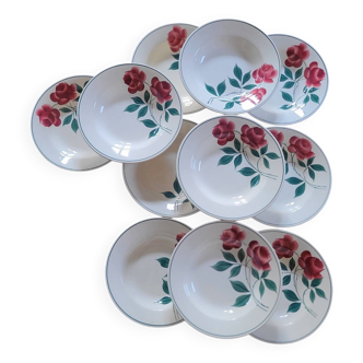 Set of 11 Vernon pattern soup plates, 1940s