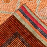 Pastel Tones Geometric Turkish Vintage Hallway Runner Rug, 95x345 Cm