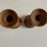 Pair of Scandinavian turned wooden baluster candlesticks 1970