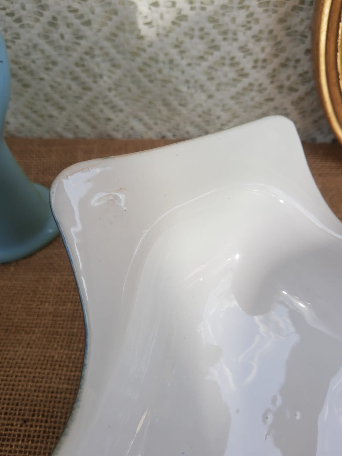 Oven dish in the shape of a blue scallop shell - Vintage