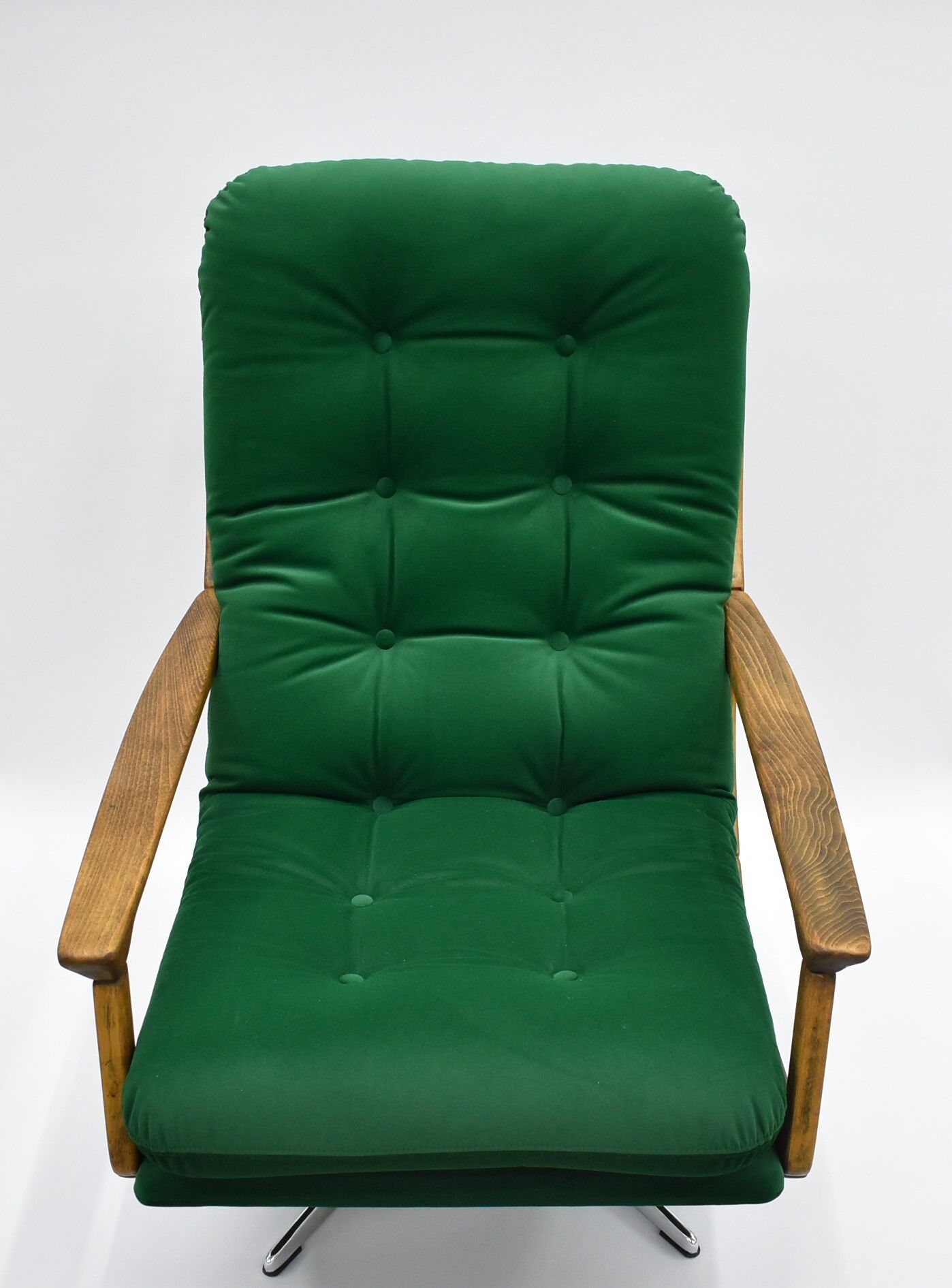Original rotate armchair, Scandinavian icon, 1960s, quality green velvet