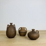 Trio of vintage stoneware vases