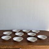 Set of 10 small soup plates with blue flower frieze pattern