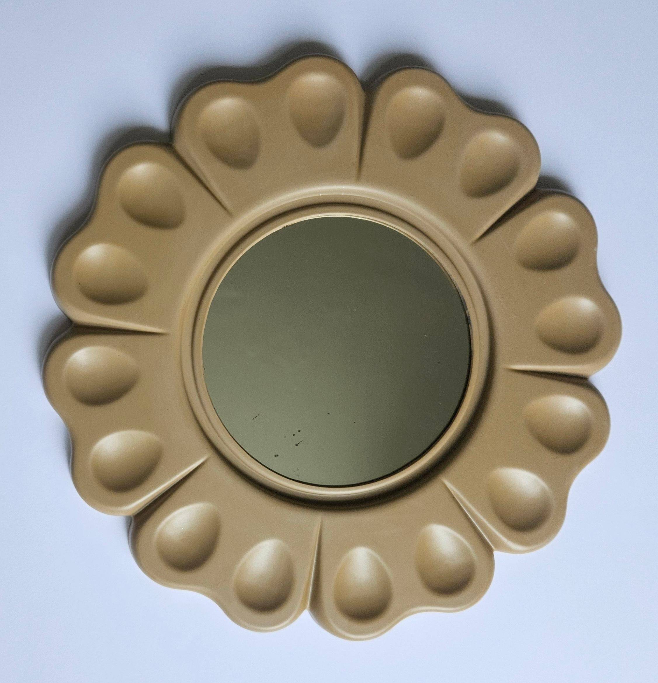 Rare Midcentury Flower Wall Mirror, Italy, 1970s