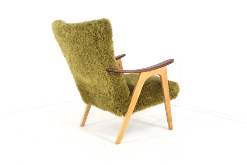 Two tone doodle armchair 'Wing'  fully restored unique upholstery wingback