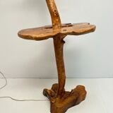 Vintage brutalist style wooden floor lamp