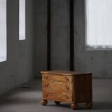 Antique Danish pine commode with ball feet, late 19th century.