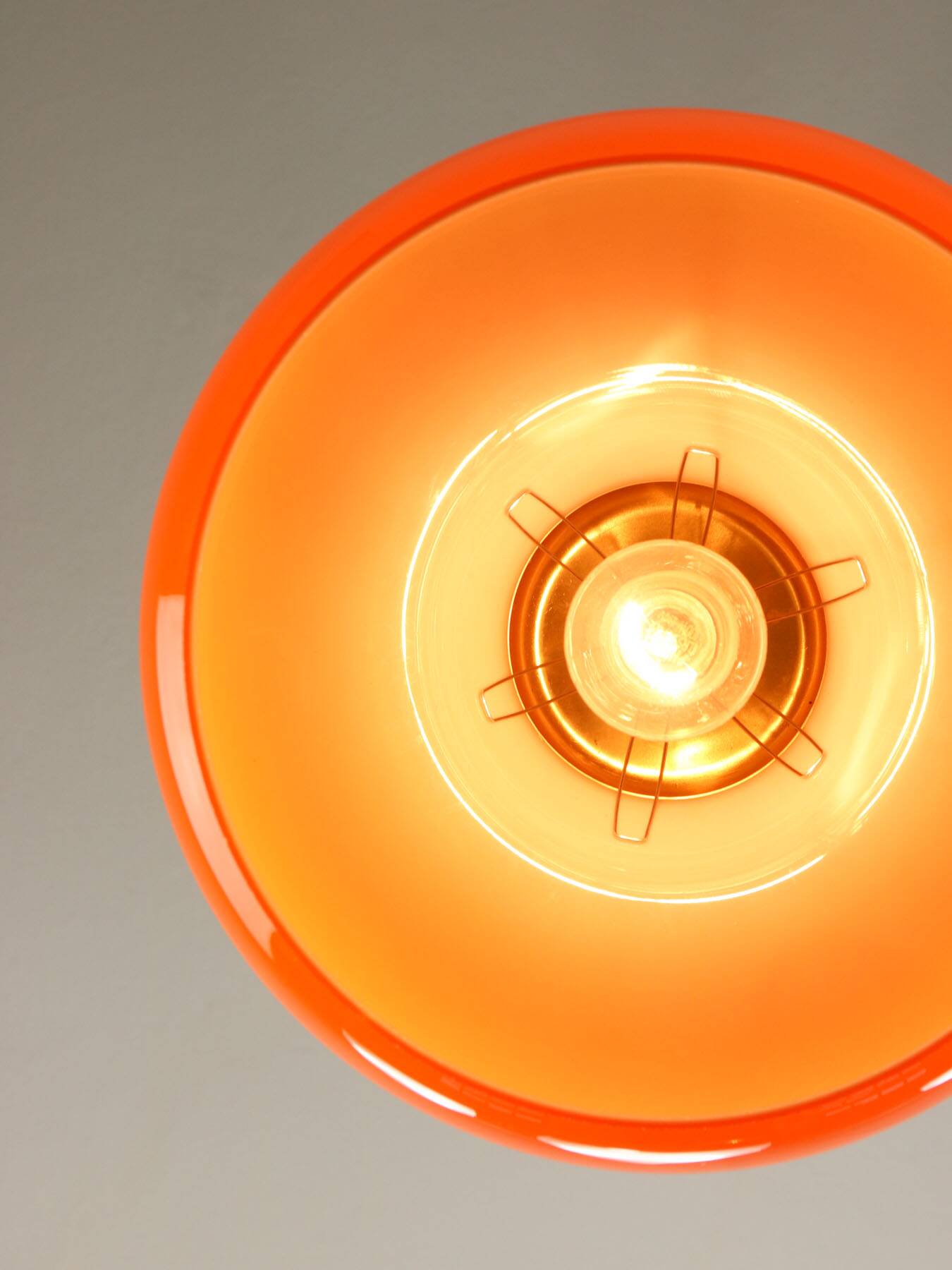 Mid-Century Modern Italian Orange Glass and Brass Pendant Lamp