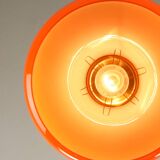 Mid-Century Modern Italian Orange Glass and Brass Pendant Lamp