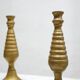 Pair of vintage candle holders in golden brass
