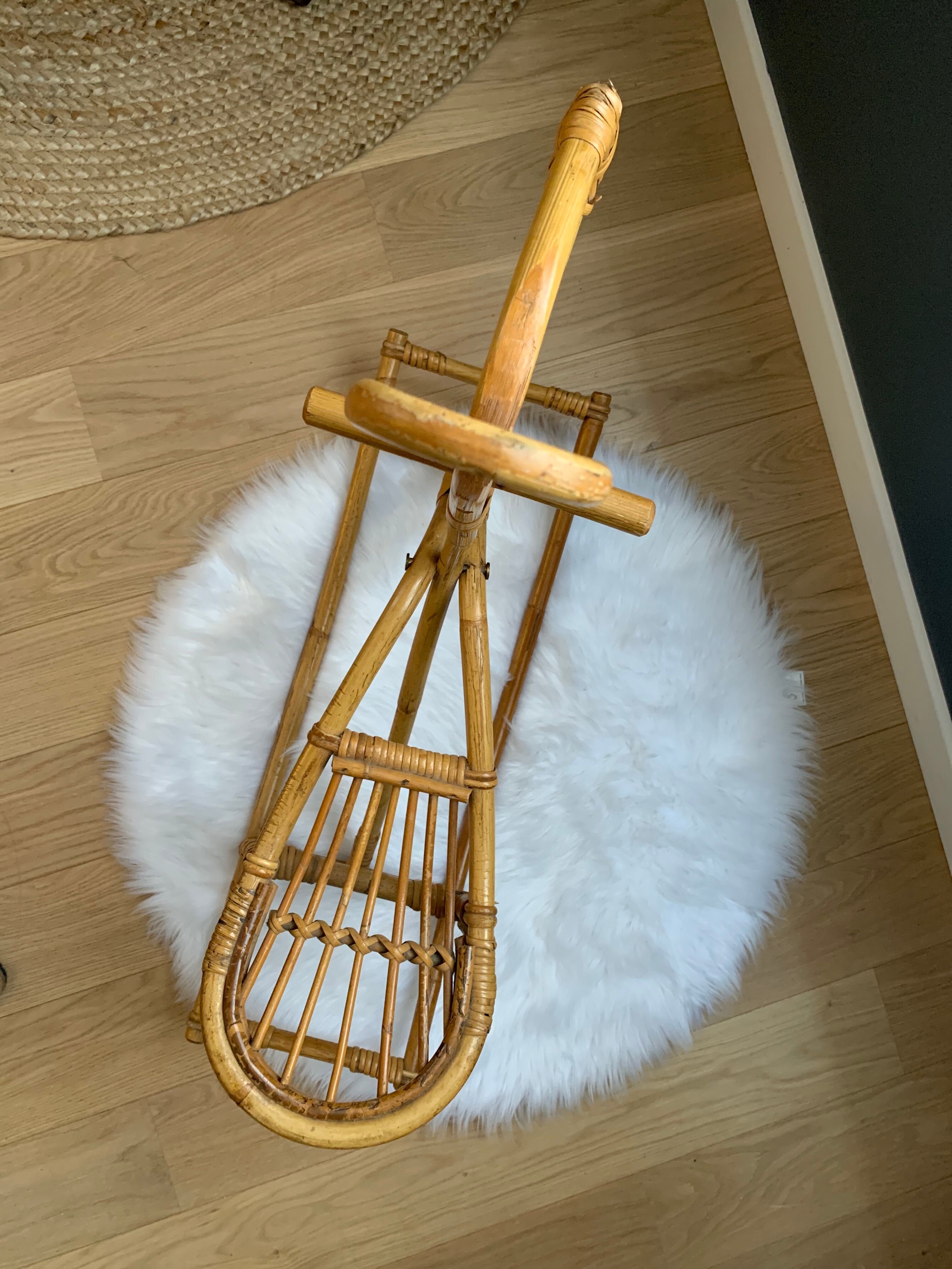 Vintage rattan rocking horse