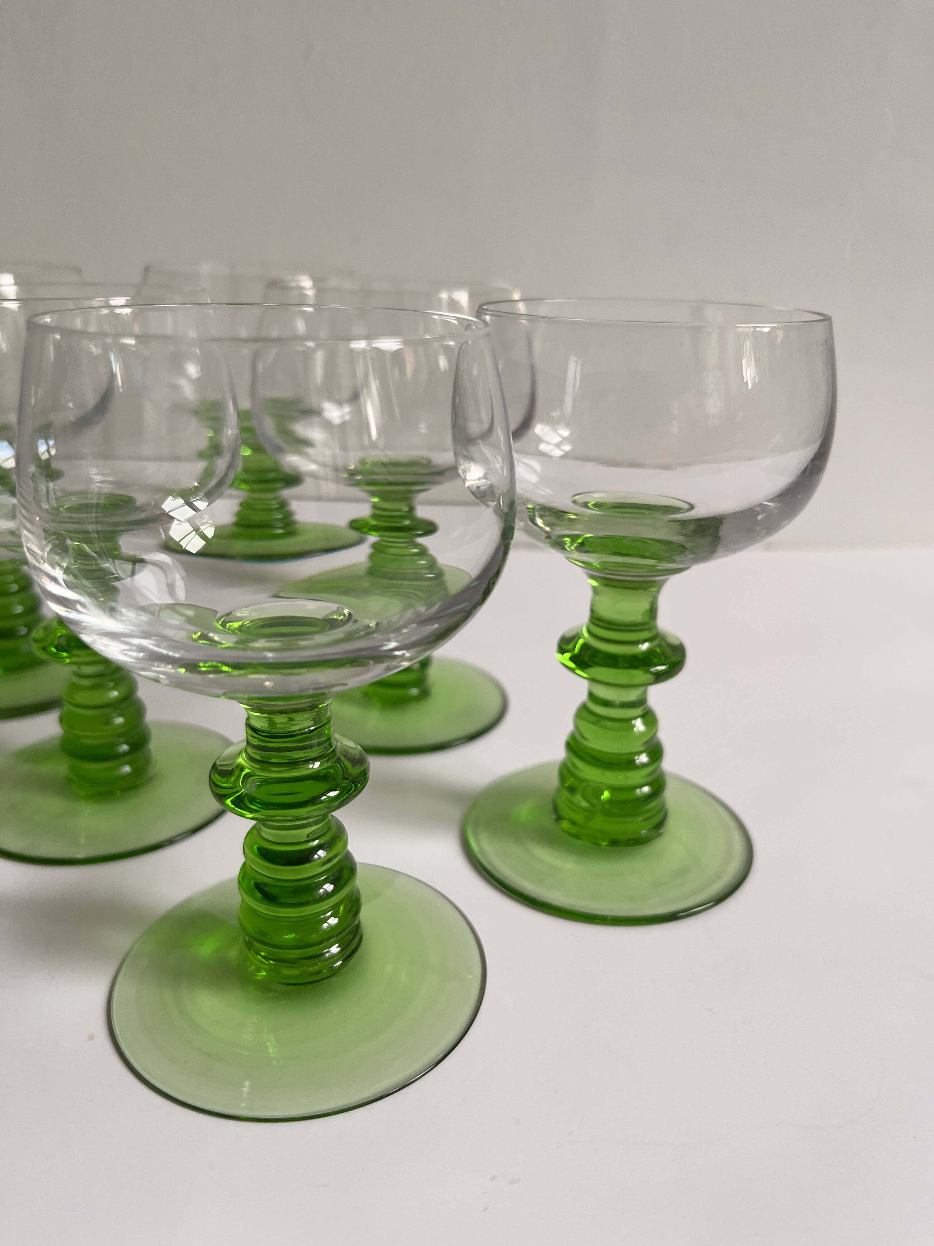 Green footed wine glasses