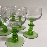 Green footed wine glasses