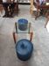 Modernist Design Side Table + 2 Blue Leather Poufs
