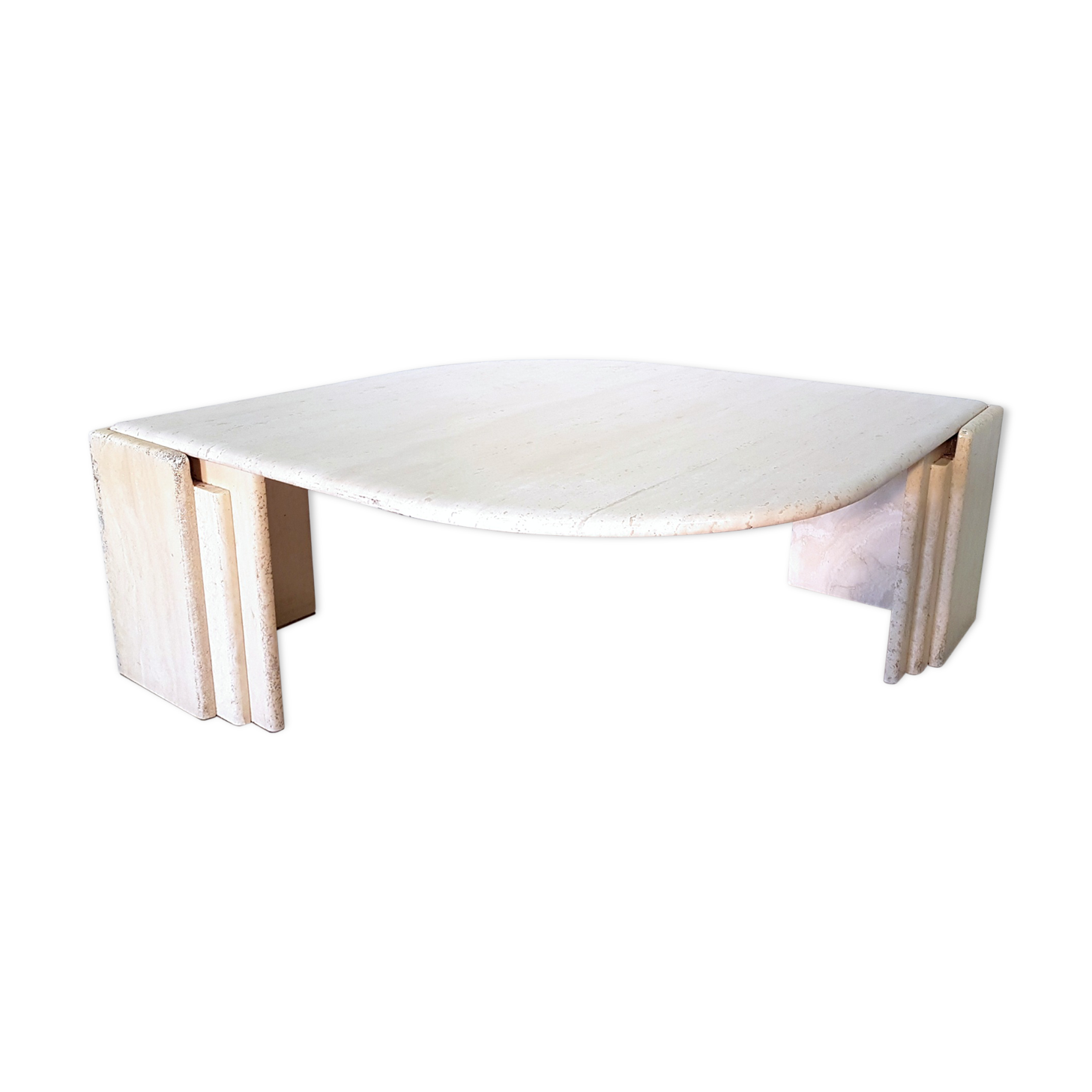 Travertin teardrop shaped coffee table, italy 1970