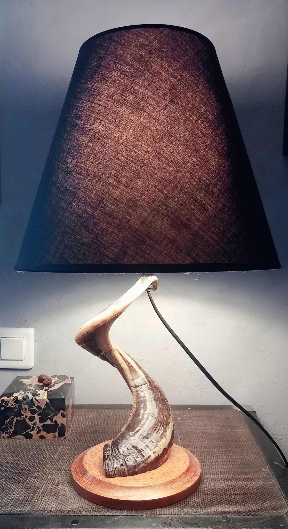 Lampe de salon brutaliste corne de Belier 1970