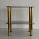 Side table in thick greenish glass with brass legs, Italy, 1960s.