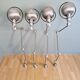 Lot de 4 lampes industrielle Jieldé en acier brossé, 3 bras