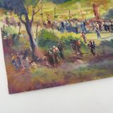 Oil on wood by Riccardo Capone Procession 50s 60s