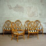 Vintage bamboo chairs, 1970s, set of 6