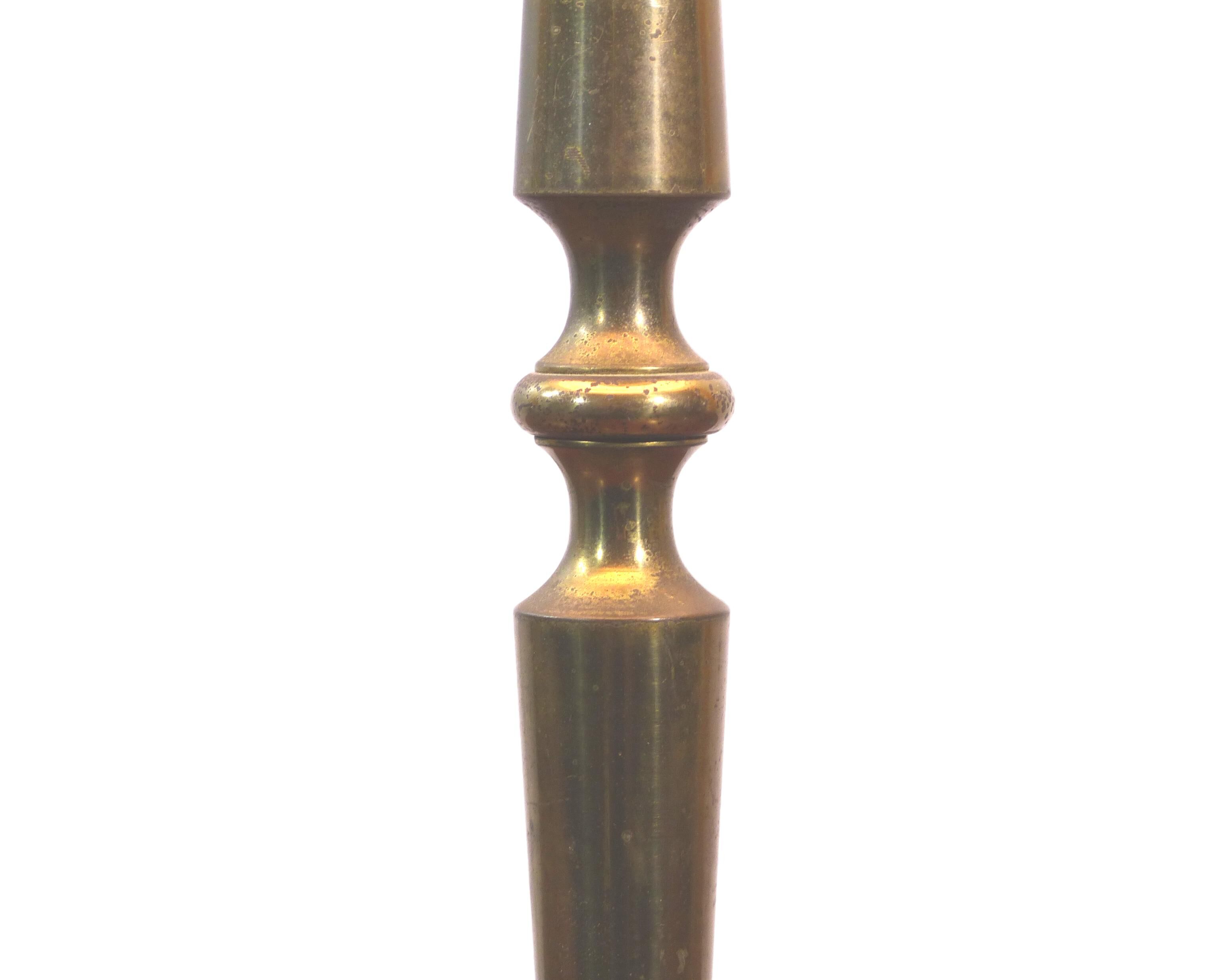 Golden brass tripod table lamp