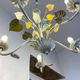 Vintage painted metal chandelier, foliage and flowers, 5 lights.