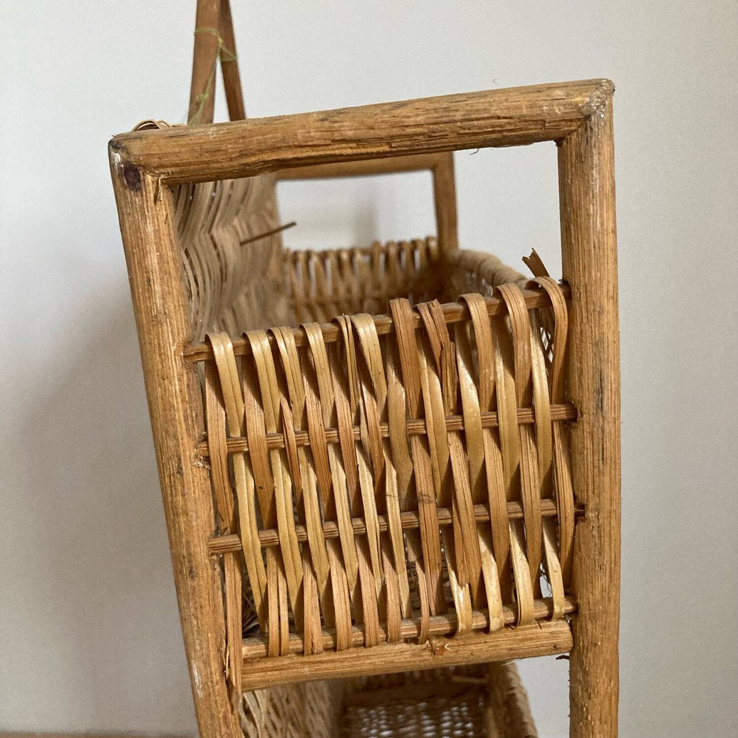 Vintage wicker wall shelf
