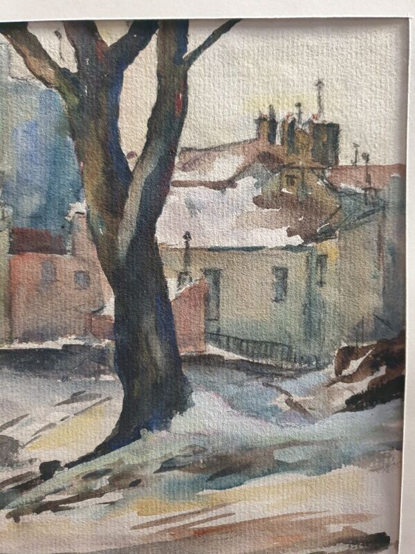 André Duculty (1912-1990) Watercolor on paper "Impasse Dragée sous la neige, Montmartre à Paris"