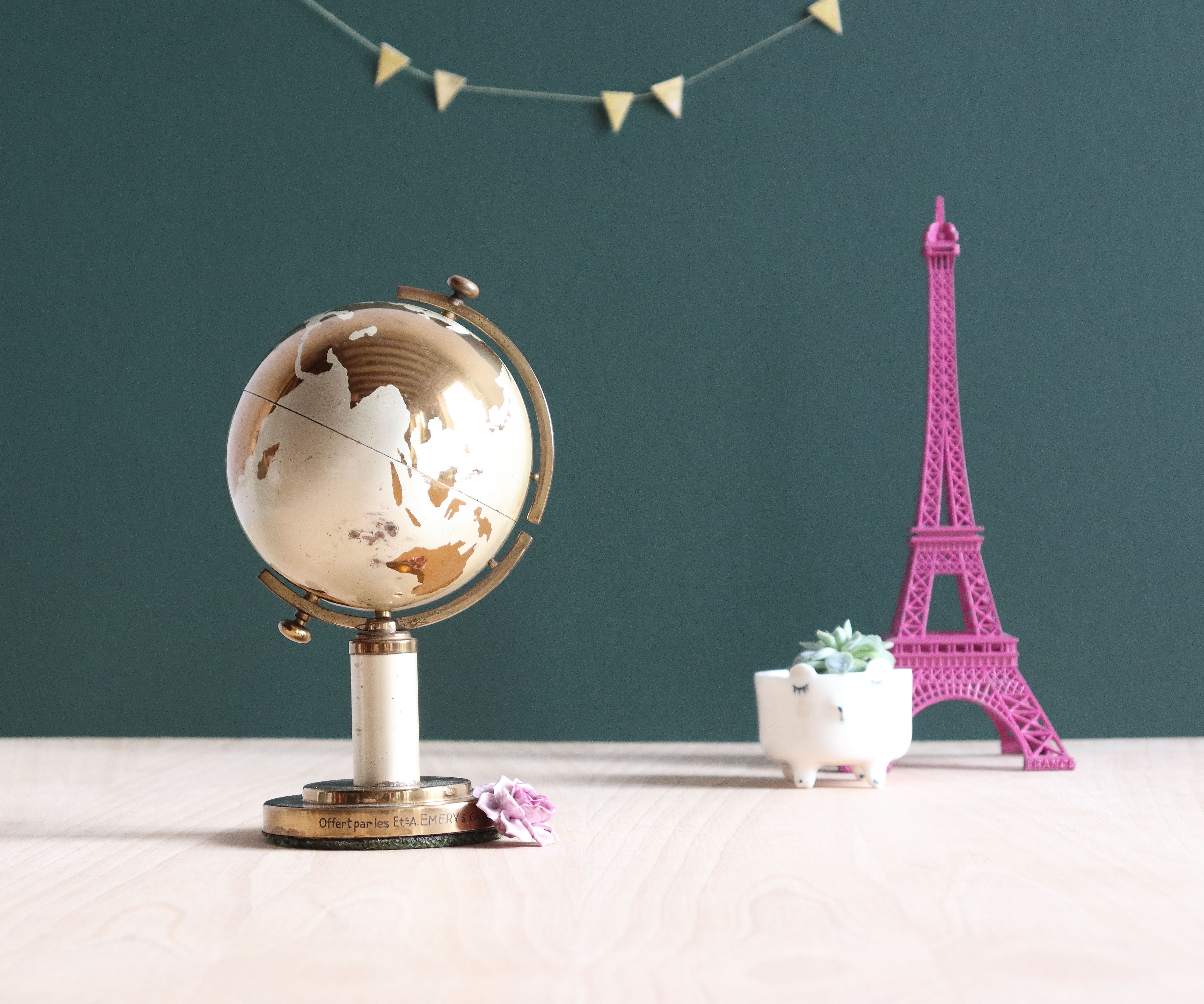 Globe Planet brass cigarette dispenser