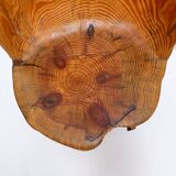 Brutalist sculptural chair in solid oak in wabi-sabi style.