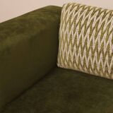 Olive velvet two-seater sofa