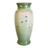 Grand vase art nouveau fives-lille de bruyn decor aux grues