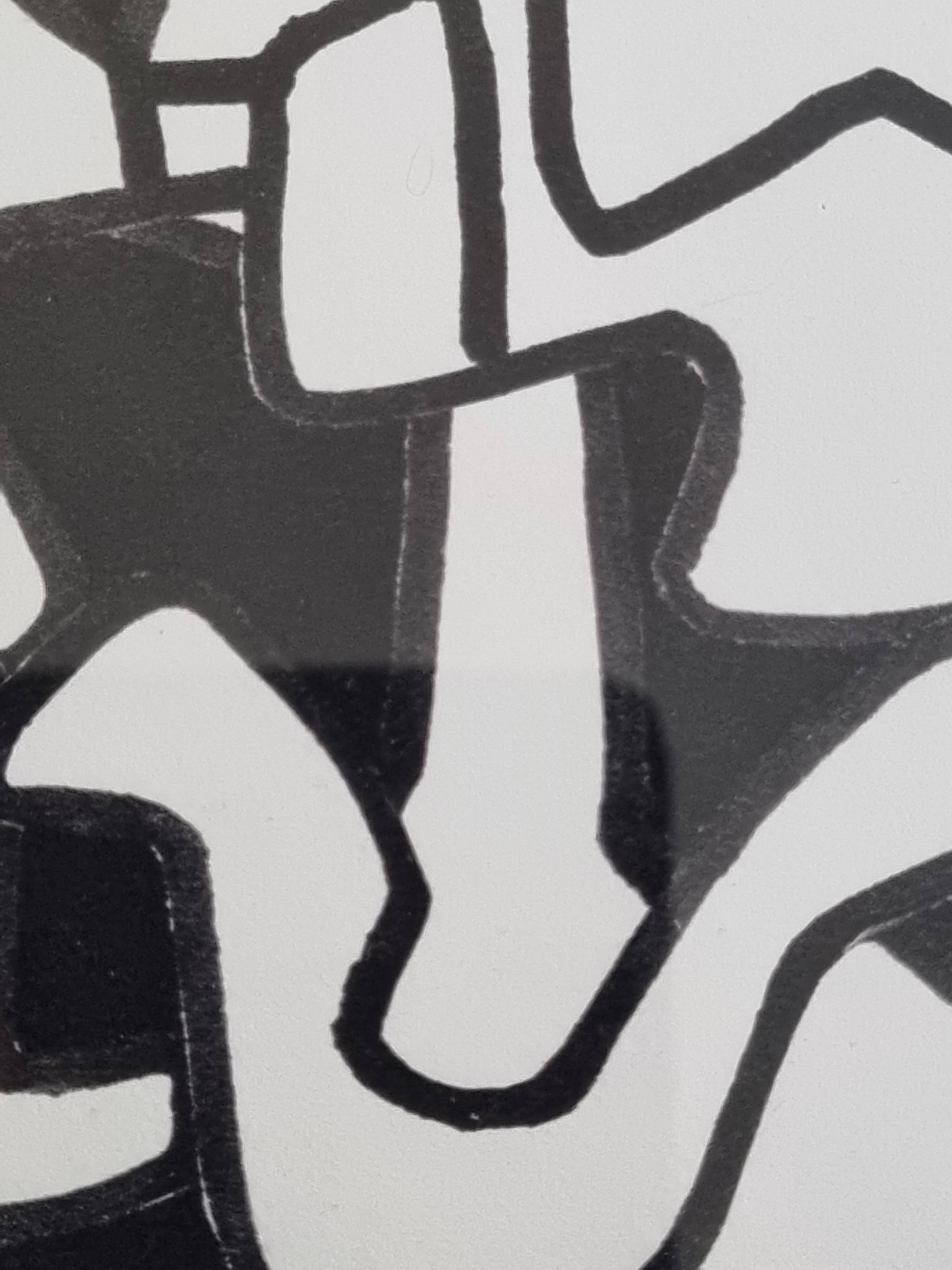 Screenprint after Jean Dubuffet framed under glass 25 cm by 30 cm