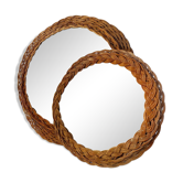 Pair of rattan mirrors