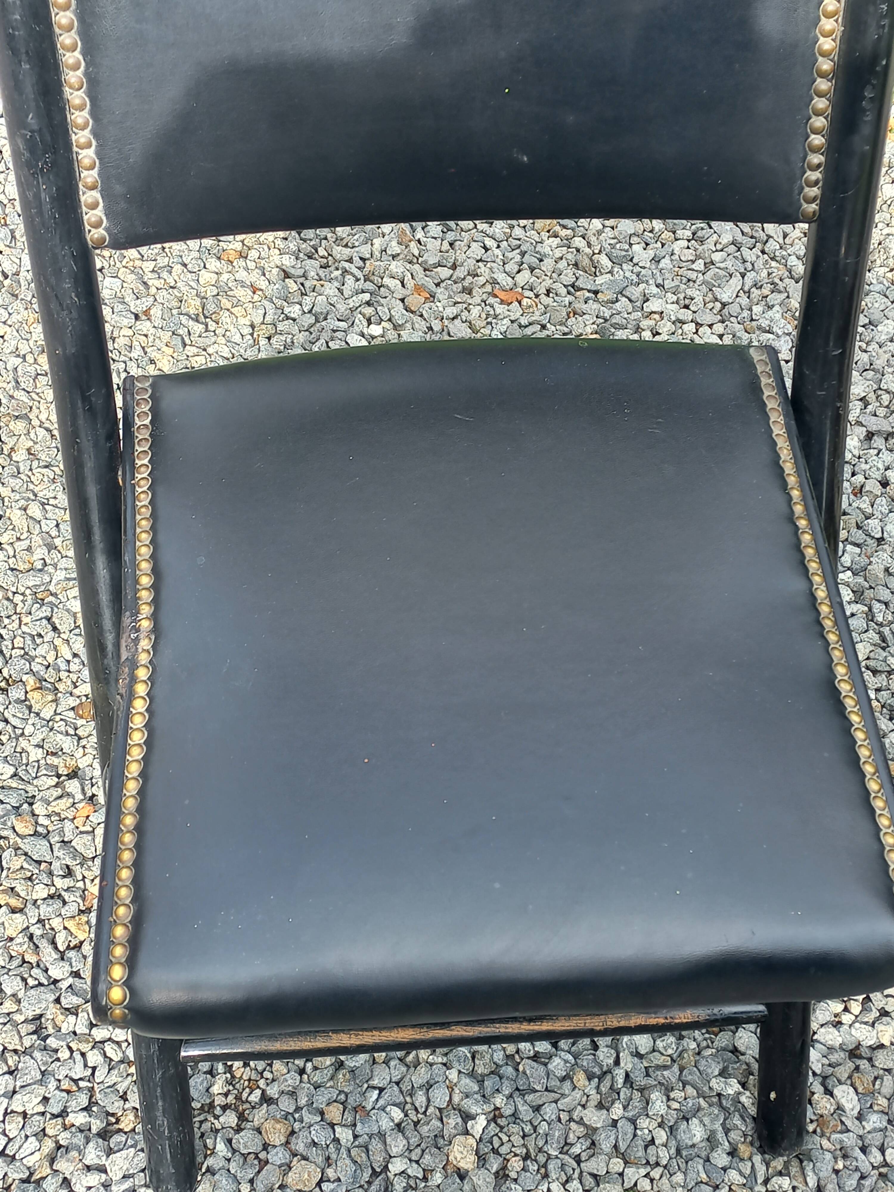 Set of 6 folding chairs, 70s design, 3 leather, 3 moleskin