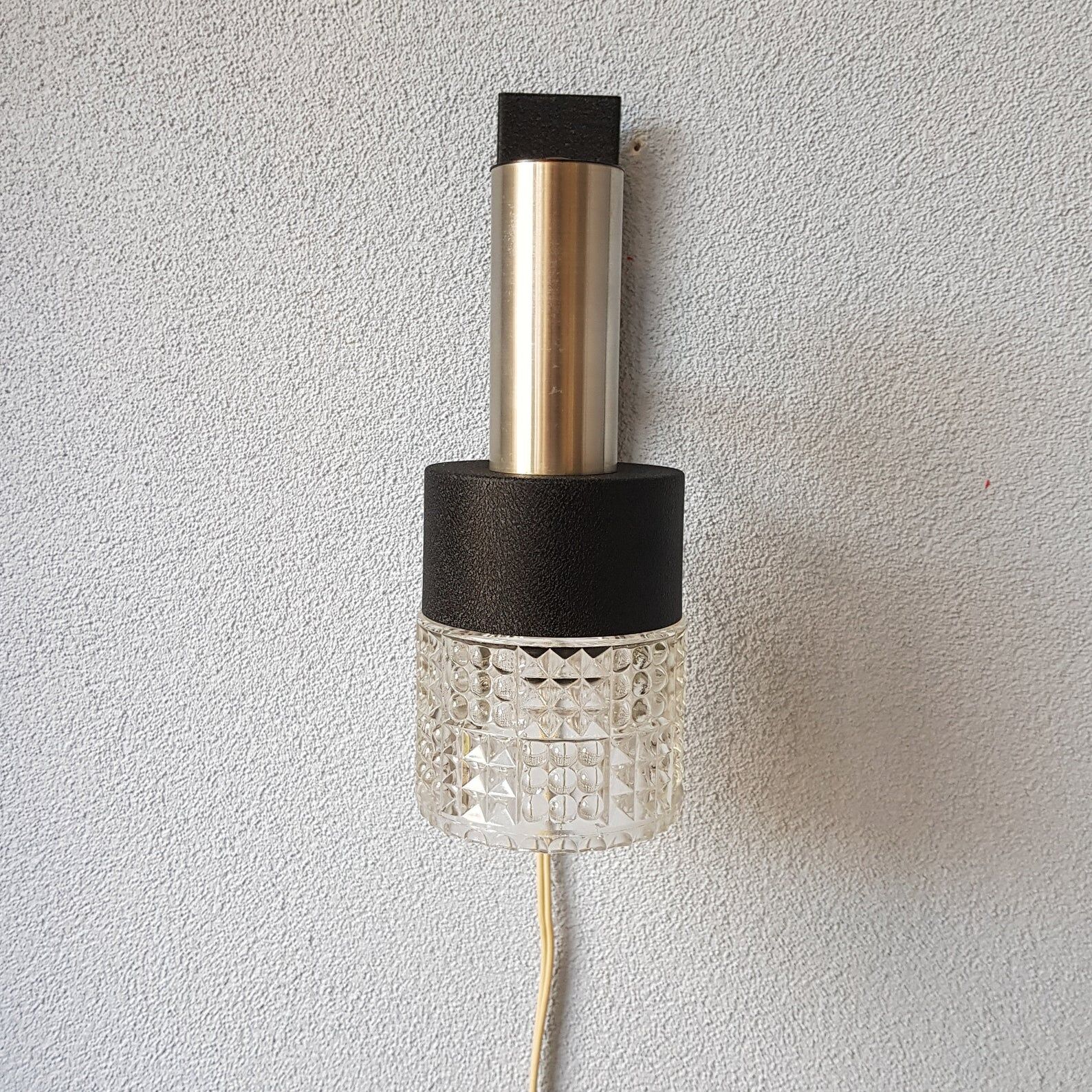 60s chrome design wall apply with Philips Space Age glass blind