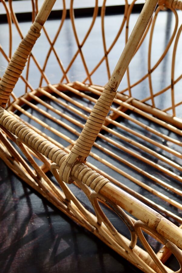 Couffin bébé vintage en rotin style bohème