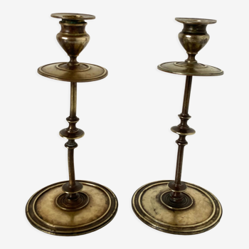 Pair of brass candlesticks late 19th-early twentieth century