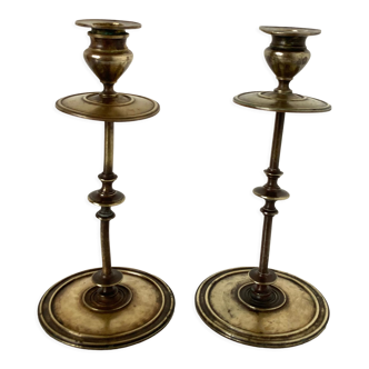 Pair of brass candlesticks late 19th-early twentieth century