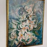 Mid Century Swedish Oil on Canvas – “White Lilies” by Torsten Hult