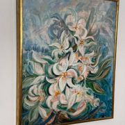 Mid Century Swedish Oil on Canvas – “White Lilies” by Torsten Hult